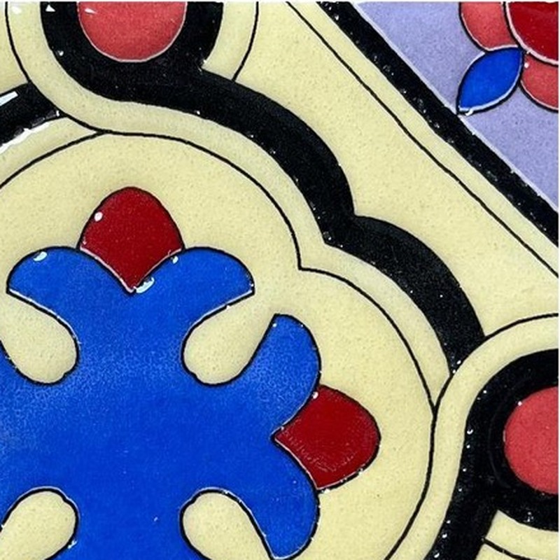 100x100mm Blue Red Quatrefoil Tiles TQ39-CN1212