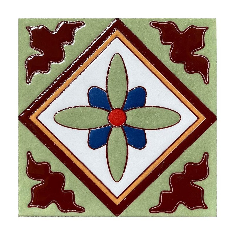 100x100mm Green Red Four Petal Tiles TQ39-CN1213
