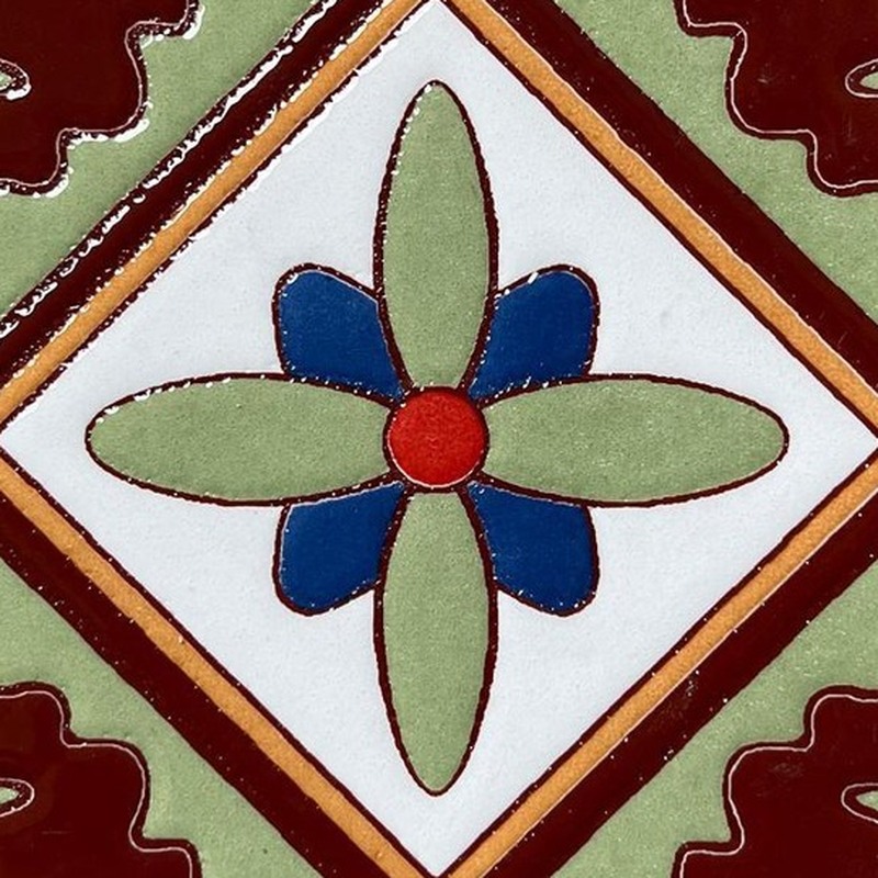 100x100mm Green Red Four Petal Tiles TQ39-CN1213