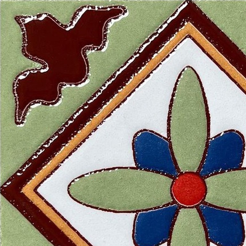 100x100mm Green Red Four Petal Tiles TQ39-CN1213