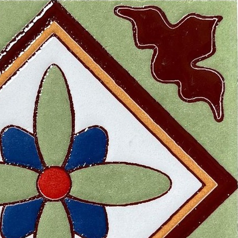 100x100mm Green Red Four Petal Tiles TQ39-CN1213
