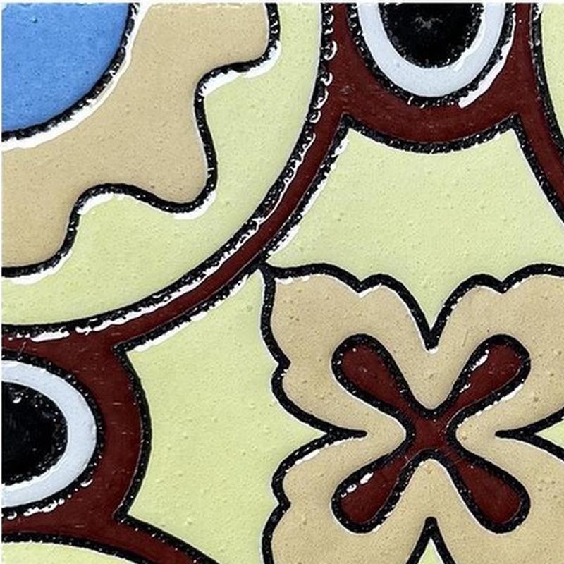 100x100mm Red Cream Curved Geometry Tiles TQ39-CN1214