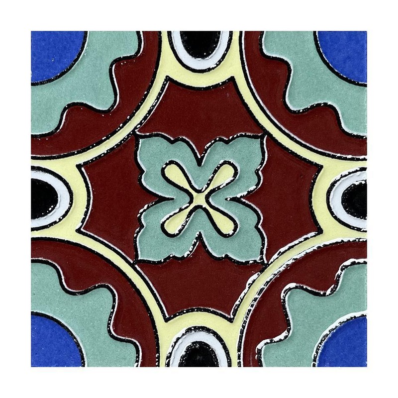 100x100mm Red Blue Cross Pattern Tiles TQ39-CN1215