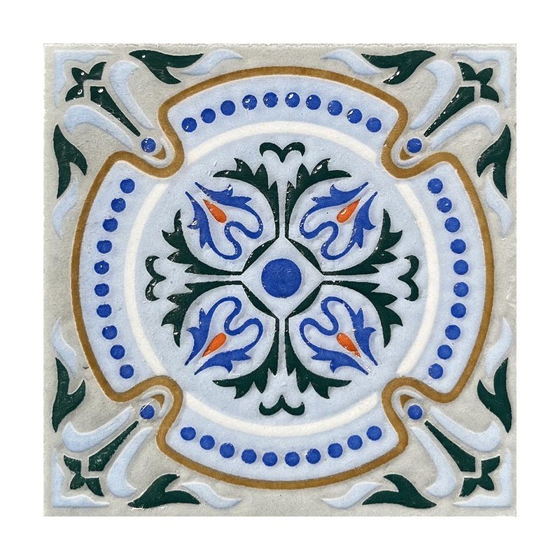 100x100mm Blue White Floral Medallion Tiles TQ39-CN1218