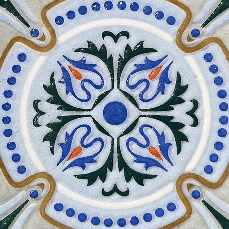 100x100mm Blue White Floral Medallion Tiles TQ39-CN1218