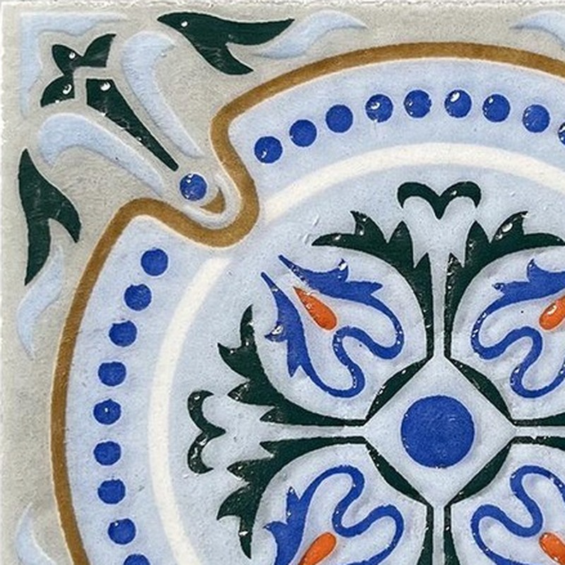 100x100mm Blue White Floral Medallion Tiles TQ39-CN1218