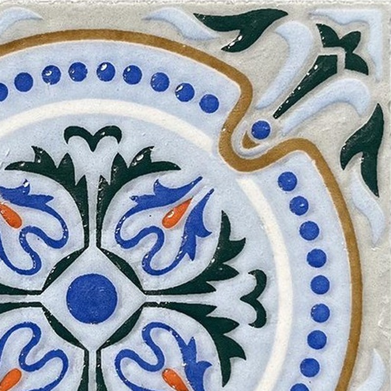 100x100mm Blue White Floral Medallion Tiles TQ39-CN1218