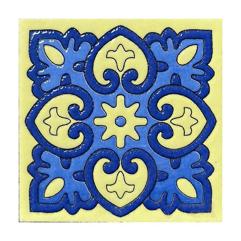 100x100mm Blue Yellow Floral Cross Tiles TQ39-CN1219