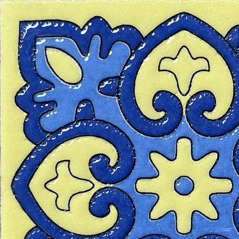 100x100mm Blue Yellow Floral Cross Tiles TQ39-CN1219