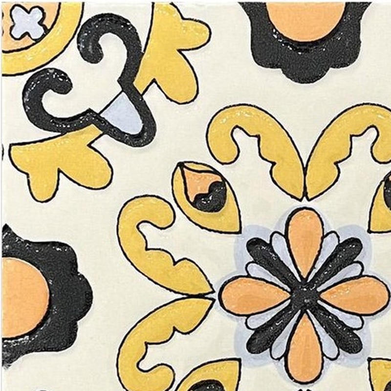 100x100mm Yellow Black Floral Tiles TQ39-MOSC9801