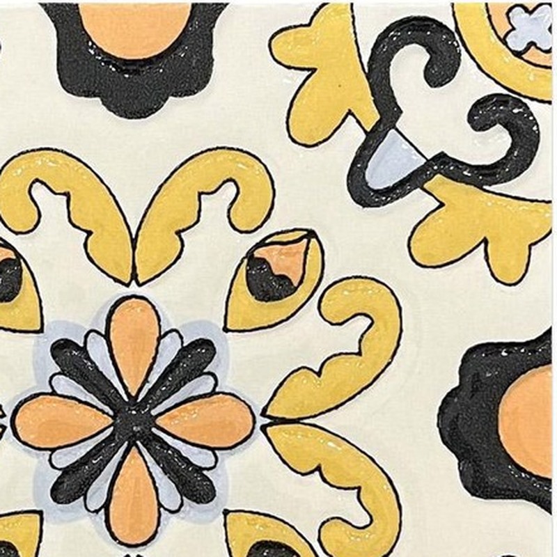 100x100mm Yellow Black Floral Tiles TQ39-MOSC9801