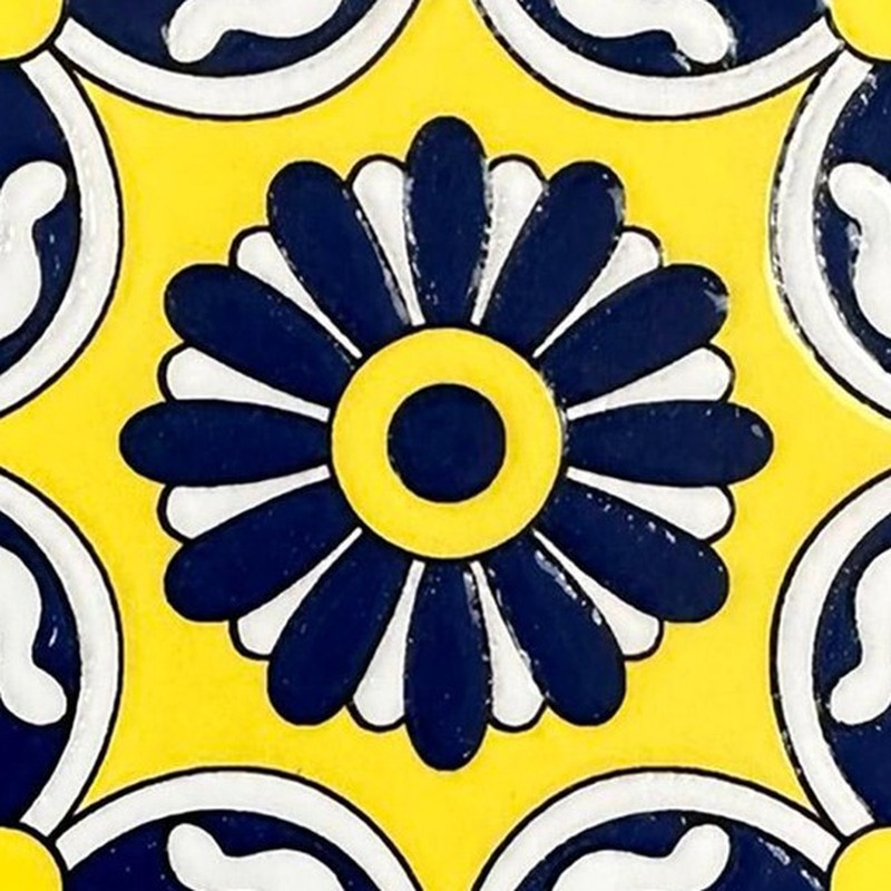 100x100mm Blue Yellow Flower Tiles TQ39-MOSC9803