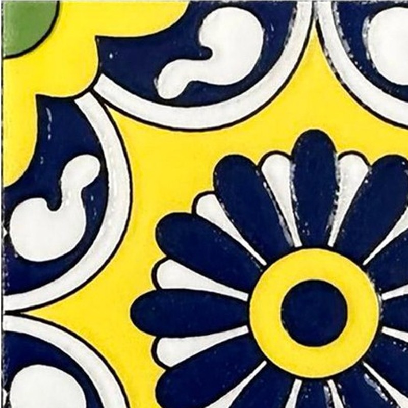 100x100mm Blue Yellow Flower Tiles TQ39-MOSC9803