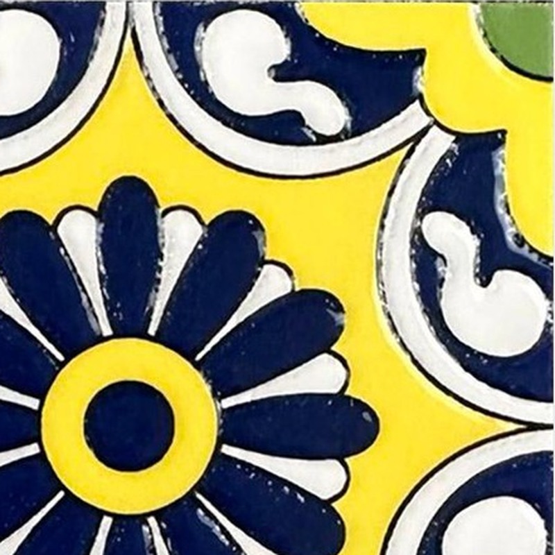 100x100mm Blue Yellow Flower Tiles TQ39-MOSC9803