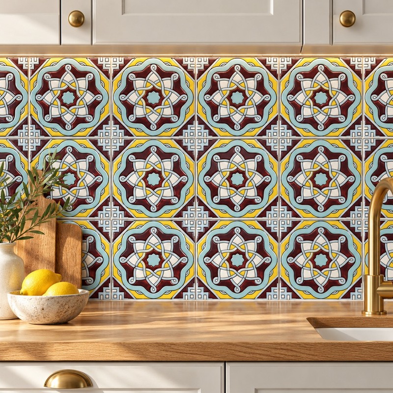 100x100mm Interlaced Medallion Tiles TQ39-MOSC9804
