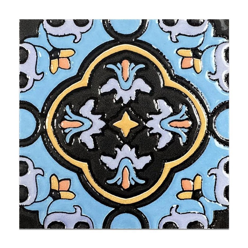 100x100mm Blue Black Ornamental Star Tiles TQ39-MOSC9809