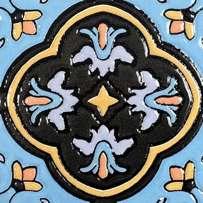 100x100mm Blue Black Ornamental Star Tiles TQ39-MOSC9809