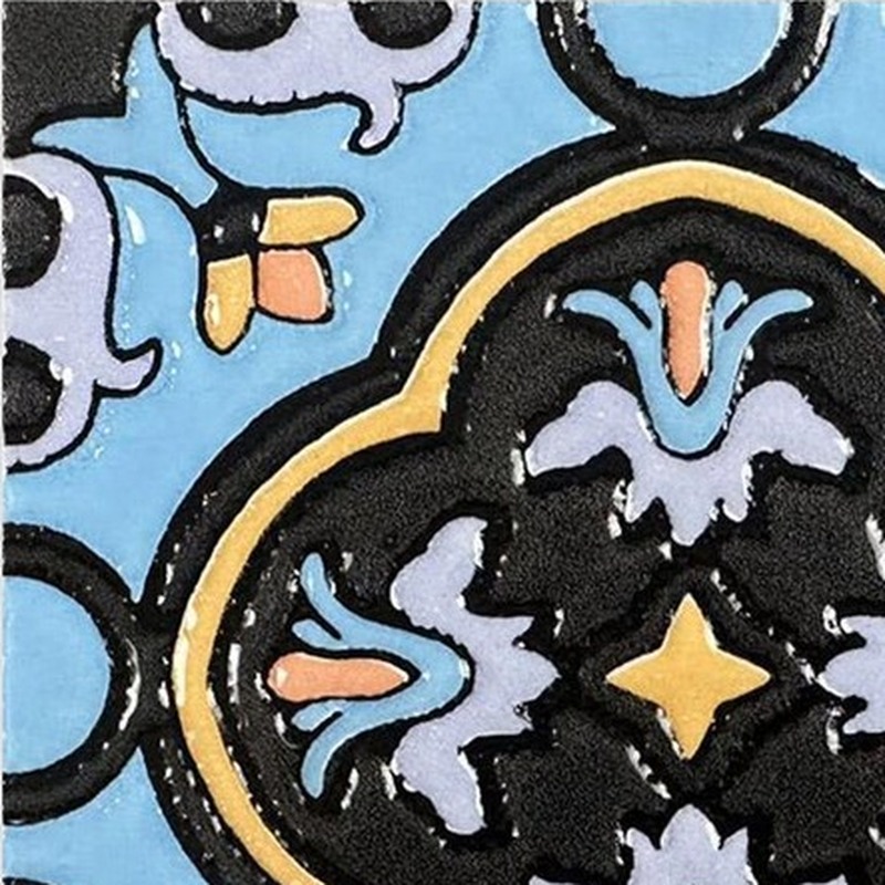 100x100mm Blue Black Ornamental Star Tiles TQ39-MOSC9809