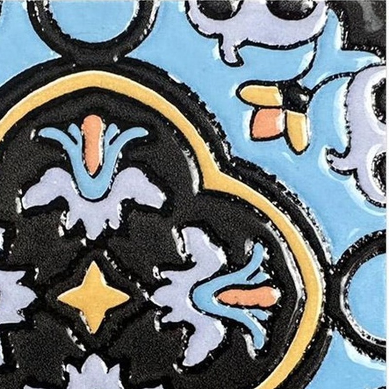 100x100mm Blue Black Ornamental Star Tiles TQ39-MOSC9809