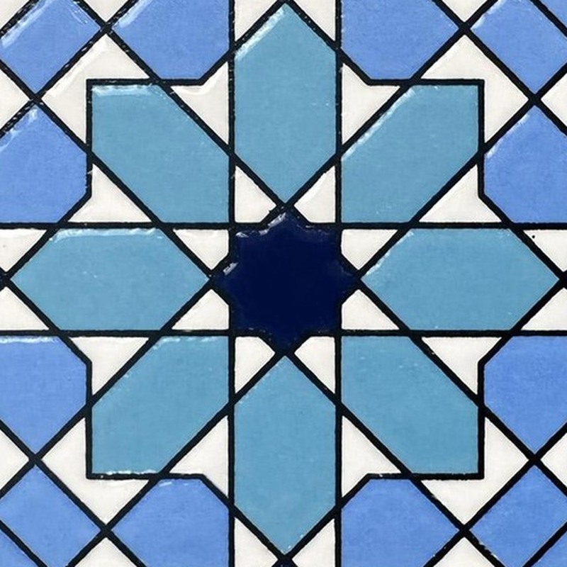 100x100mm Blue Geometric Grid Tiles TQ39-MOSC9816