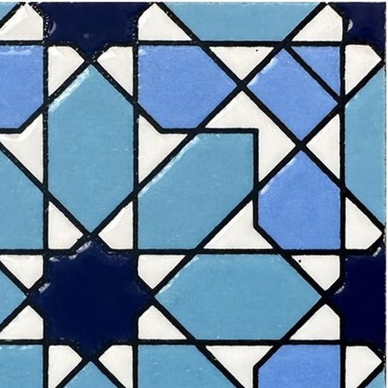 100x100mm Blue Geometric Grid Tiles TQ39-MOSC9816