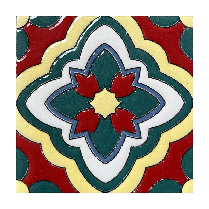 100x100mm Green Red Flower Tiles TQ39-CN1222