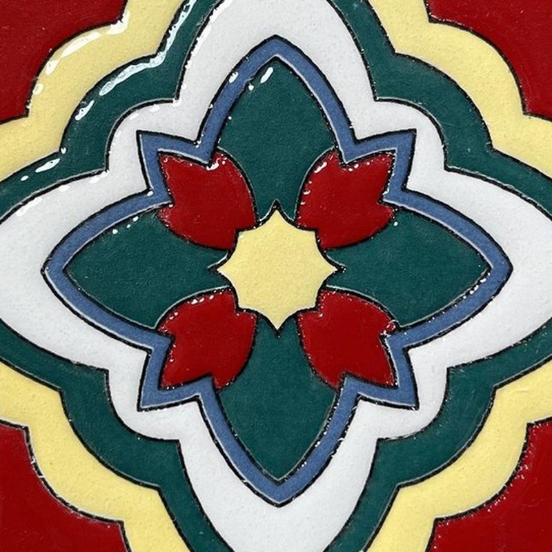 100x100mm Green Red Flower Tiles TQ39-CN1222