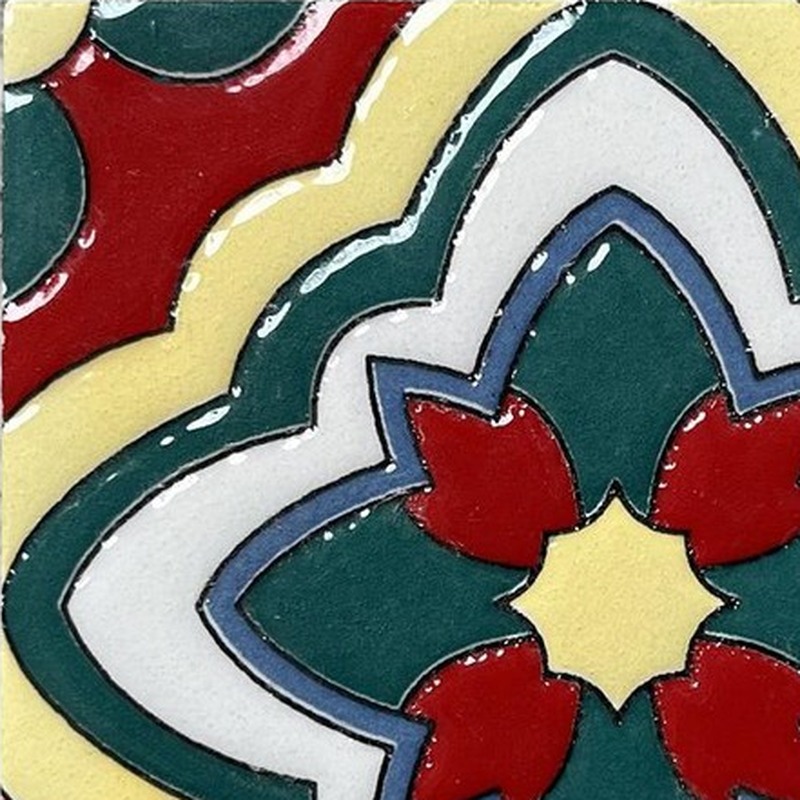100x100mm Green Red Flower Tiles TQ39-CN1222