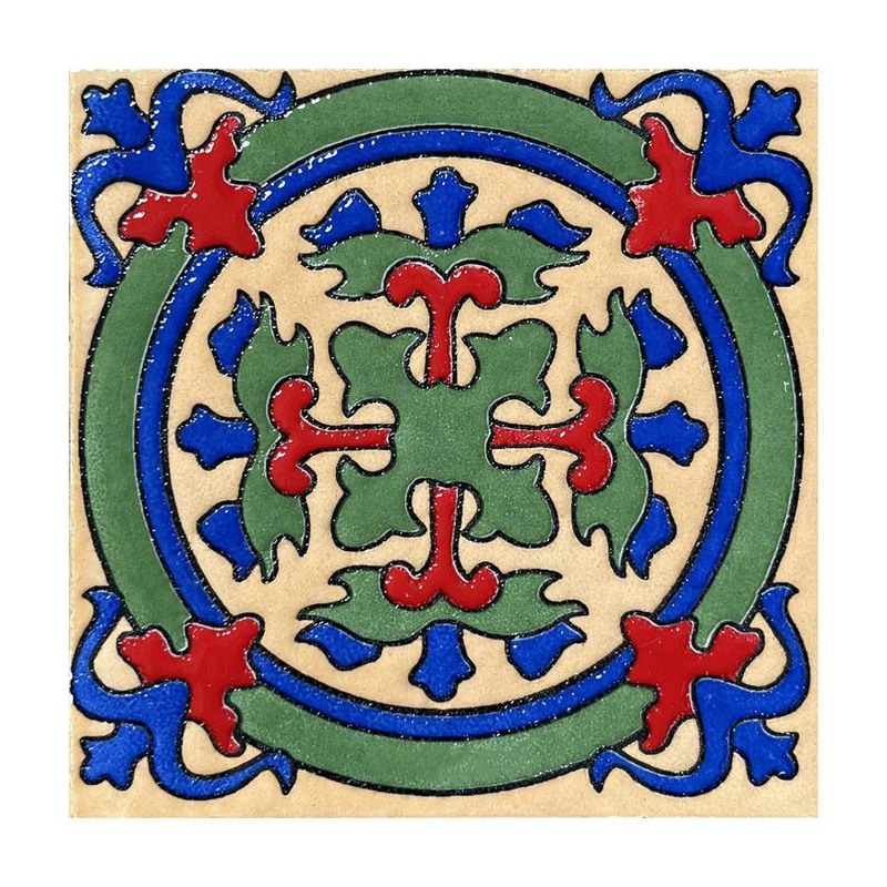 100x100mm Green Red Ornamental Frame Tiles TQ39-CN1223