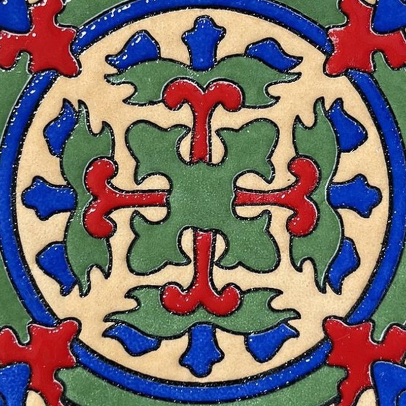 100x100mm Green Red Ornamental Frame Tiles TQ39-CN1223