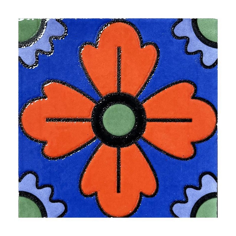 100x100mm Orange Blue Flower Tiles TQ39-CN1224