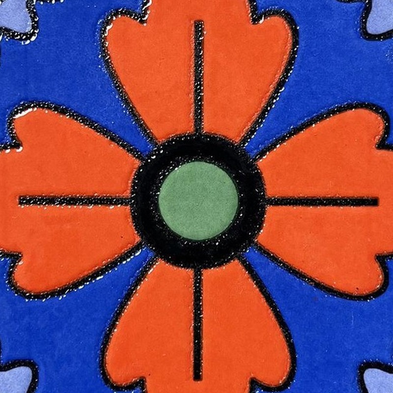 100x100mm Orange Blue Flower Tiles TQ39-CN1224