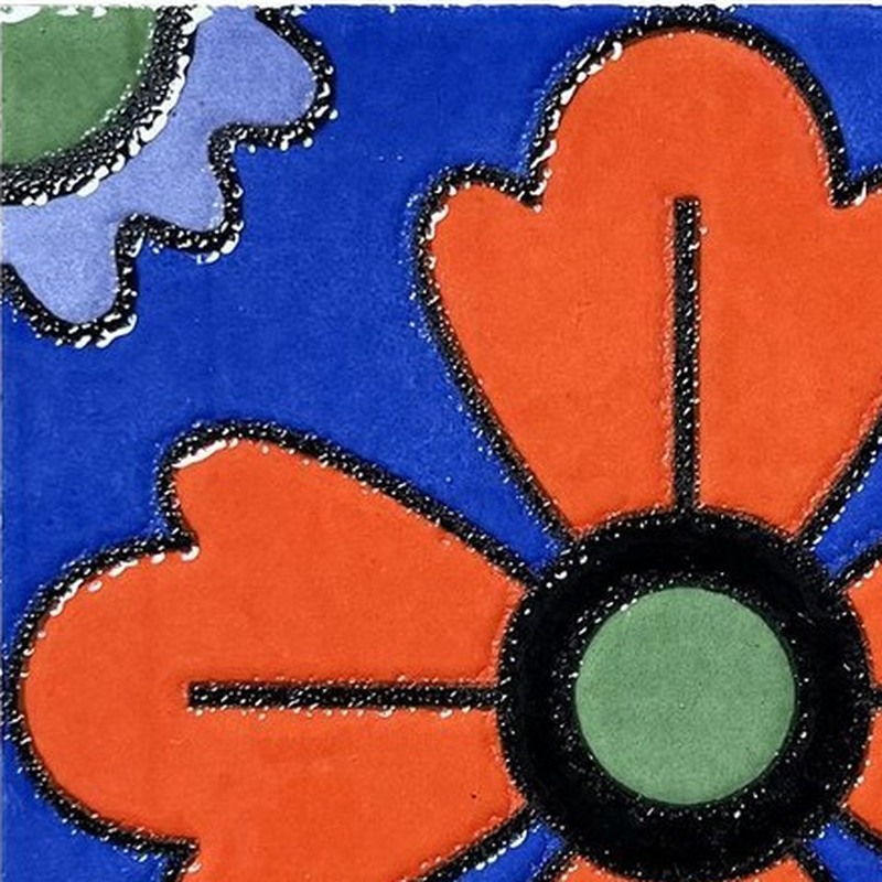 100x100mm Orange Blue Flower Tiles TQ39-CN1224