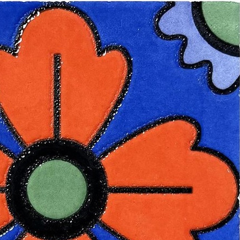 100x100mm Orange Blue Flower Tiles TQ39-CN1224