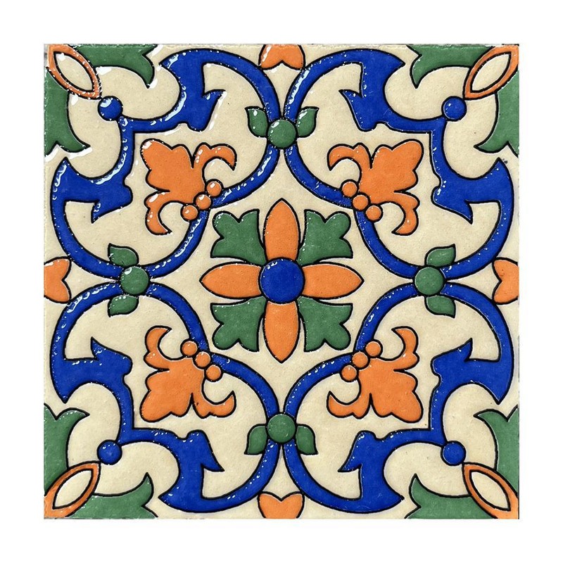 100x100mm Multicolour Floral Scroll Tiles TQ39-CN1225