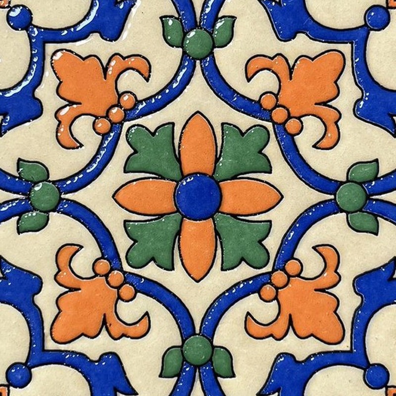100x100mm Multicolour Floral Scroll Tiles TQ39-CN1225