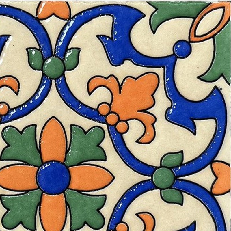 100x100mm Multicolour Floral Scroll Tiles TQ39-CN1225
