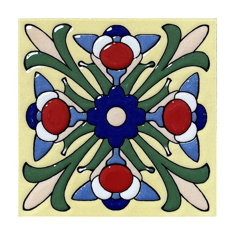100x100mm Blue Floral Cross Tiles TQ39-CN1226