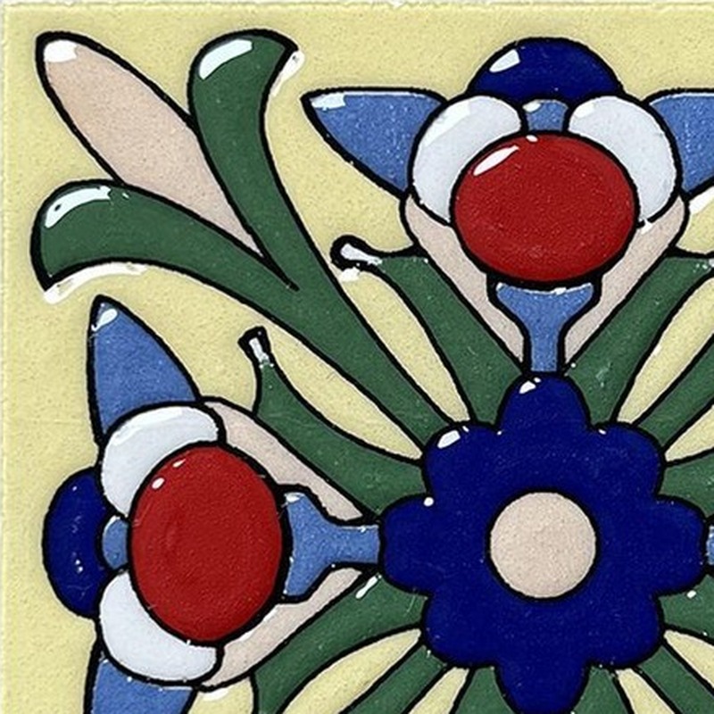 100x100mm Blue Floral Cross Tiles TQ39-CN1226