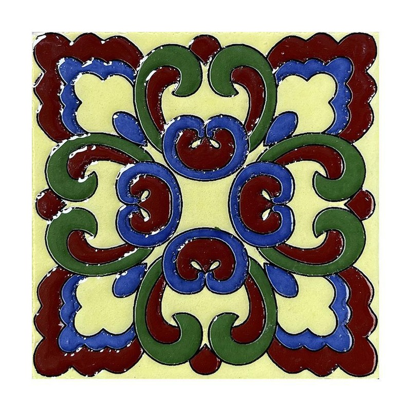 100x100mm Red Green Floral Frame Tiles TQ39-CN1227