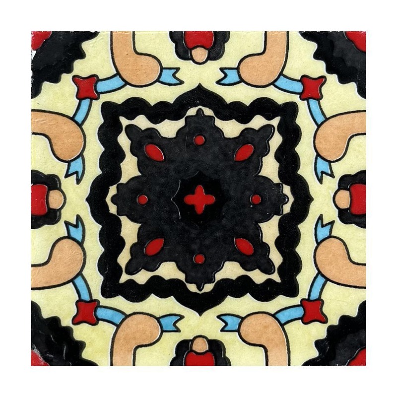 100x100mm Black Red Ornamental Star Tiles TQ39-CN1228