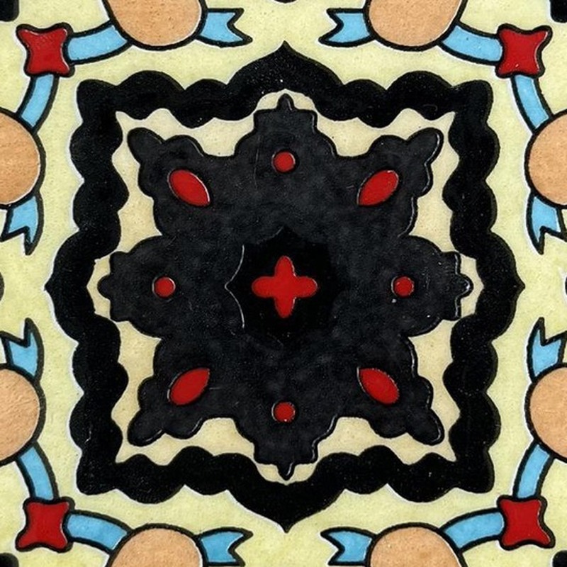 100x100mm Black Red Ornamental Star Tiles TQ39-CN1228