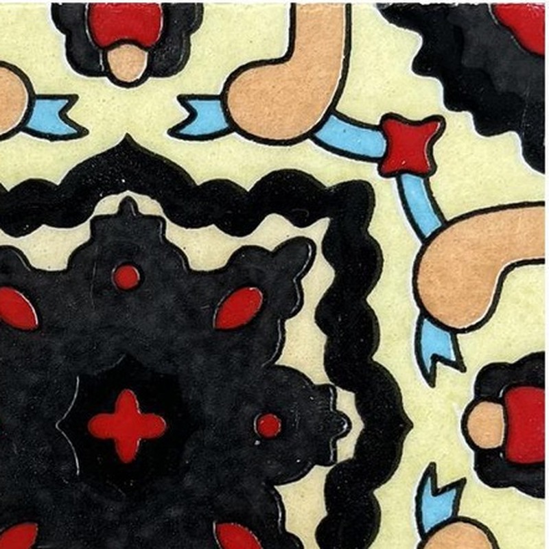 100x100mm Black Red Ornamental Star Tiles TQ39-CN1228