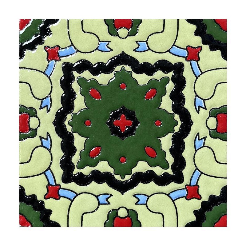 100x100mm Black Green Ornamental Star Tiles TQ39-CN1230