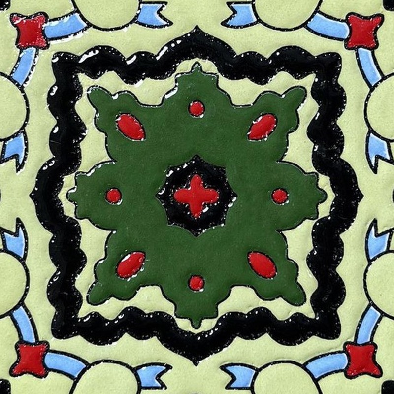 100x100mm Black Green Ornamental Star Tiles TQ39-CN1230