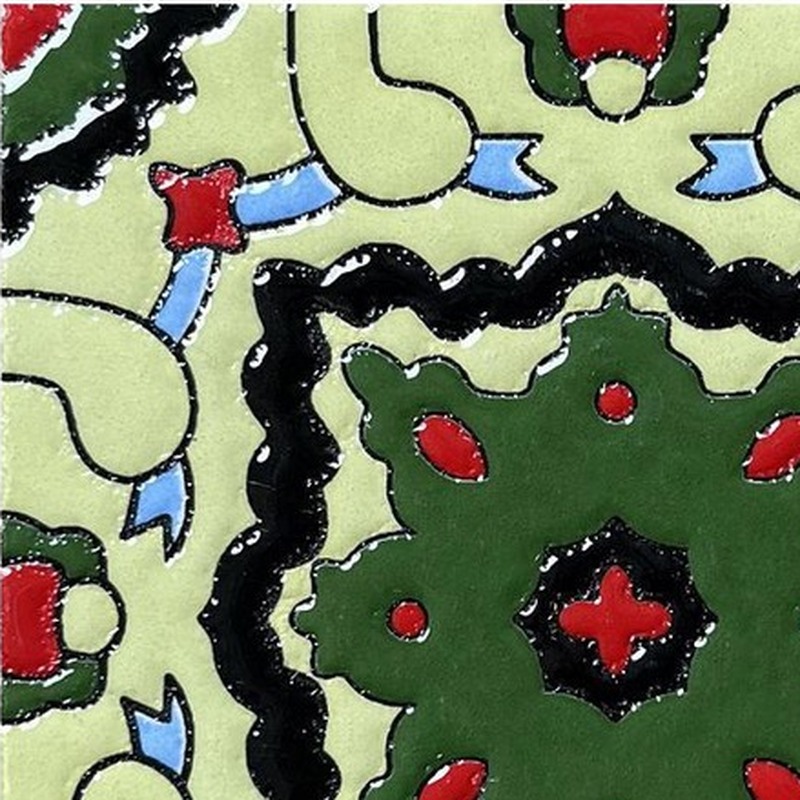 100x100mm Black Green Ornamental Star Tiles TQ39-CN1230