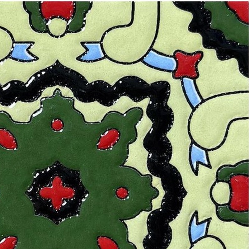 100x100mm Black Green Ornamental Star Tiles TQ39-CN1230