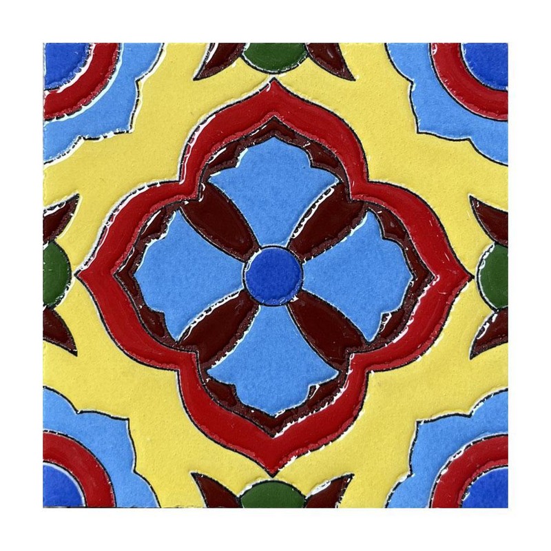 100x100mm Blue Red Medallion Tiles TQ39-CN1231