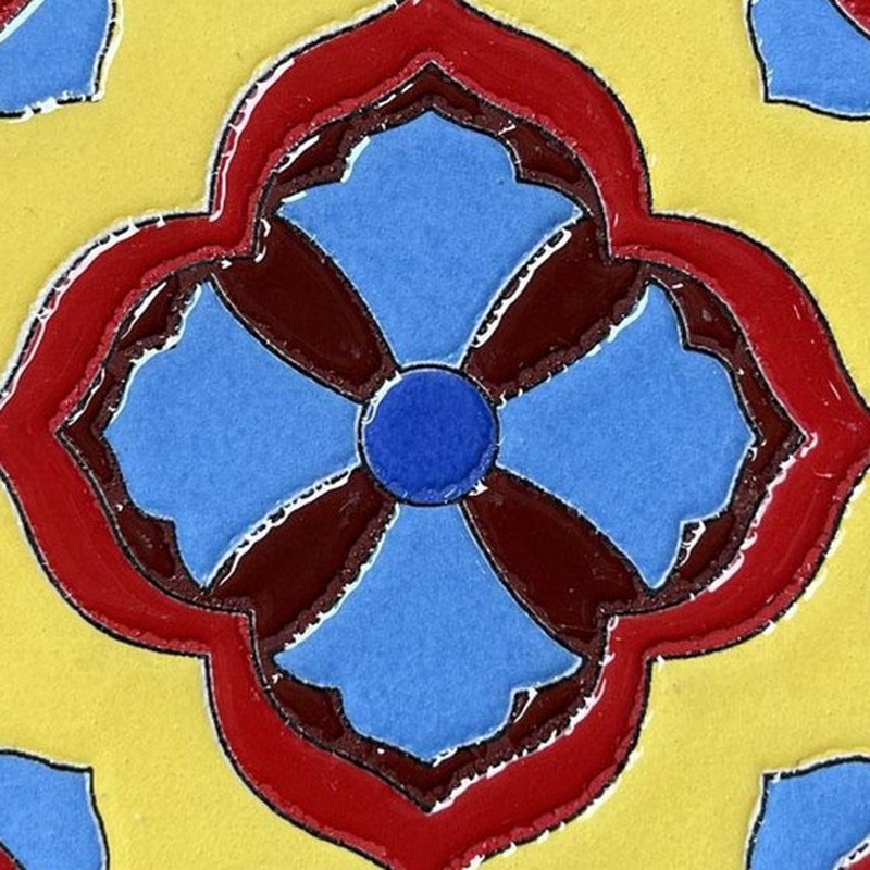 100x100mm Blue Red Medallion Tiles TQ39-CN1231