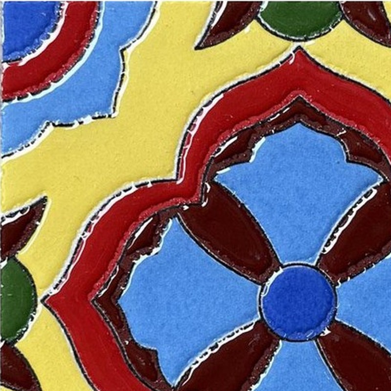 100x100mm Blue Red Medallion Tiles TQ39-CN1231